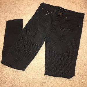 MENS Black Moto Jeans waist 34